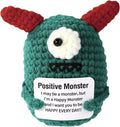 4 inch Positive One Eyed Monster Handmade Knitted Wool Doll with Positive Card Inspiring Gifts for Cheer Up Emotional Support Encouragement Friends