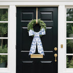 Blue French Toile Sash for Wreaths - 2 Pcs Rustic Wreath Sashes for Front Door Kitchen Cabinet, Wreath Sash for Monogram Embroidery Farmhouse Home Decor