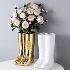 GLigeT Umbrella Stands Creative Boots Shape Umbrella Stand Holder Umbrella Bucket Umbrella Rack Barrel, Porcelain Ceramic Floor Vase Entryway Porch Indoor Umbrella Holder(Color:Gold)