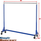 Simple Houseware Industrial Grade Z-Base Garment Rack, 500lb Load with 63 Inches Extra Long Bar, Blue