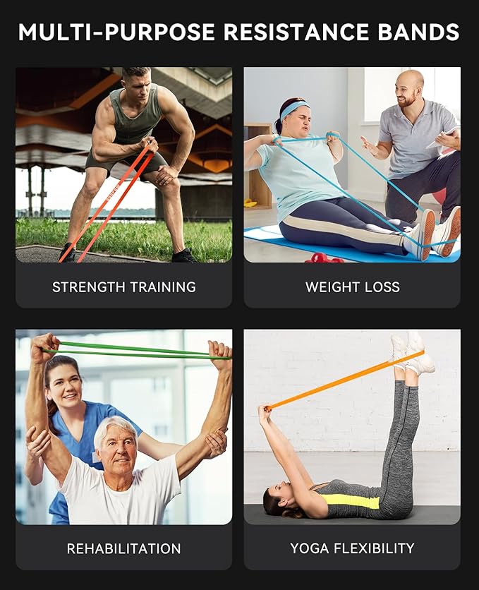 SUNPOW Pull Up Assistance Bands - Set of 5 Resistance Heavy Duty Workout Exercise Stretch Fitness Bands Assist Set for Body, Instruction Guide and Carry Bag Included