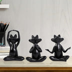 Suoedd Black Frog Figurines Yoga Decor Set of 3 –Frog Yoga Statues for Modern Living Room Table Office Bookshelf Shelves Home Sculptures Decor