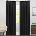 Sweet Home Collection Window Curtains Treatment Panel 63" or 84" Long in Stylish and Unique Patterns and Designs for All Home Décor Ribcord Black