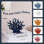 5.8" H Dark Blue Coral Decor - Resin Coral Statue, Nautical Decor for Home, Bedroom, Bathroom, Living Room, Ocean Themed Cabinet Shelf Tabletop Decoration