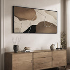 Cuspin Extra Large Neutral Abstract Wall Art for Living Room, Horizontal Brown Beige Canvas Prints Paintings with Rope, Modern Minimalist Pictures for Bedroom Dining Room Hallway Wall Decor, 30x60 In