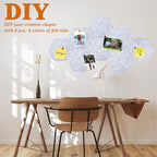 8Pcs Hexagon Felt Cork Board Tiles, Self Adhesive DIY Bulletin Board Pin Board for Office School Home Wall Decor Memos Photos Display (Light Grey)
