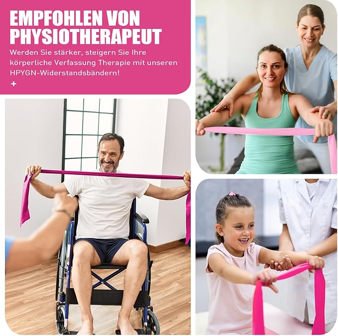 HPYGN 3 Levels Non-Latex Exercise Bands for Physical Therapy & Yoga, Professional Resistance Bands Set for Working Out, Strength Training, Pilates & Rehab, TPE Elastic Stretch Bands for Seniors, Women