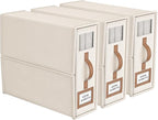 3 Pack Foldable Bed Sheets Set Organizers and Storage(King & Queen Size),Linen Fabric Closet Organizers with Window,Folding Bedding Storage Box for Bedsheets and Pillow Cube Organizer-Beige