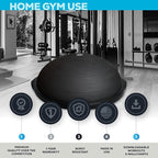Bosu Balance Ball Exercise Trainer, Home Gym Equipment w/ Guided Workouts & Pump, 26", Blue - Inflatable Fitness Platform for Strength Training, Standing, Balancing, and Core Workout