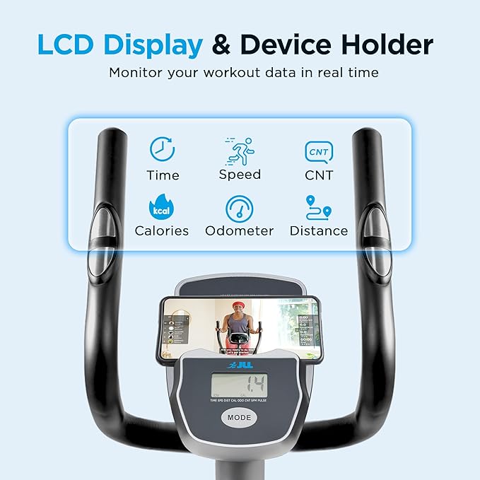 JLL Smart Upright Elliptical & Full-Body Cross Trainer – Compact, Low-Impact Cardio Machine for Home, Arm & Leg Workout, Whisper-Quiet, Heart Rate Monitor, Bluetooth with Fit App, Magnetic Resistance