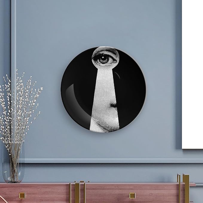 Lina Cavalieri Plate, Wall Decorative Plate, Mysterious Face Plate Wall Hanging Decoration,Including Bracket And Special Spring HooK,style-14,7inch