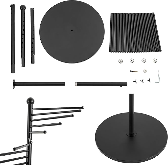 67" Black Retail Display Tie & Scarf Rack, Belt Hanger & Pants Rack Towel Organizer Hanging Bar, Floor Standing Tie Racks Scarves Necktie Holder for Home Clothing Store Commercial
