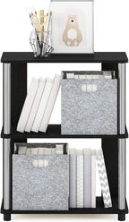 Furinno Jaya Simple Design 3-Tier Bookcase/Bookshelf/Display Rack with Stainless Steel Tubes, Americano