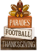Lineshading 4 Pcs Fall Table Decorations for Home Thanksgiving Football Turkey Wooden Stacked Sign Decor Thanksgiving Tiered Tray Decor Rustic Wooden Football Turkey Block Sign for Harvest Party Shelf