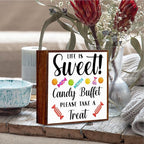 Candy Buffet Wooden Box Sign, Candy Bar Sign, Life is Sweet Candy Buffet Please Take a Treat, Wooden Box Decor for Wedding Parties, Receptions, Coffee Shops, Hotels, Parties, Bars.