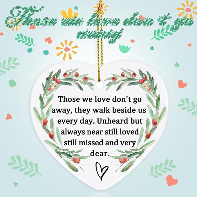 Jocidea Memorial Ornament Ceramic Heart Shaped Memorial Gift for Loss of Loved One, Sympathy, Condolence, Bereavement, Grief, Mother, Father, Memorial Day