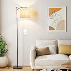 Ambimall 60" Floor Lamp for Living Room with 3 Color Temperatures, Adjustable Grey Shade with Black Pole, Tall Lamp for Bedroom Office Classroom Dorm Room, 9W Bulb Included