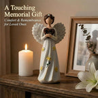 Hand-Painted Guardian Angel Figurine with Heart & Daisy Details – 5.8 Inch Resin Angel Statue for Home Decor – Sympathy, Memorial, & Friendship Gifts for Women, Mom, Grandma, Best Friend