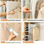 Hanging Vacuum Storage Bags – 4 Pack (2 Long, 2 Short) Hanging Vacuum Seal Bags for Clothing, Closet Organizer Space Saver for Suits, Jackets & Coats