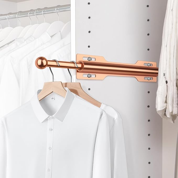FIRJOY 12" Valet Rod for Closet Pull Out (2 Pack, Rose Gold)