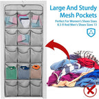 2Pcs 30 Large Pockets Dual Sided Hanging Shoe Organizer for Closet Shoe Storage Shelves with 360 Rotating Hanger Space Saving Storage Bag Hanging Shoe Rack for Bedroom Laundry Room,Gray
