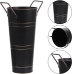 Alipis Metal Umbrella Stand Rack, Umbrella Holder Bin Basket Freestanding Cane Walking Sticks Holder, Arrangement Bucket Tall Floor Vase for Home Office Black