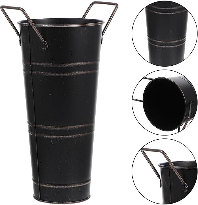 Alipis Metal Umbrella Stand Rack, Umbrella Holder Bin Basket Freestanding Cane Walking Sticks Holder, Arrangement Bucket Tall Floor Vase for Home Office Black