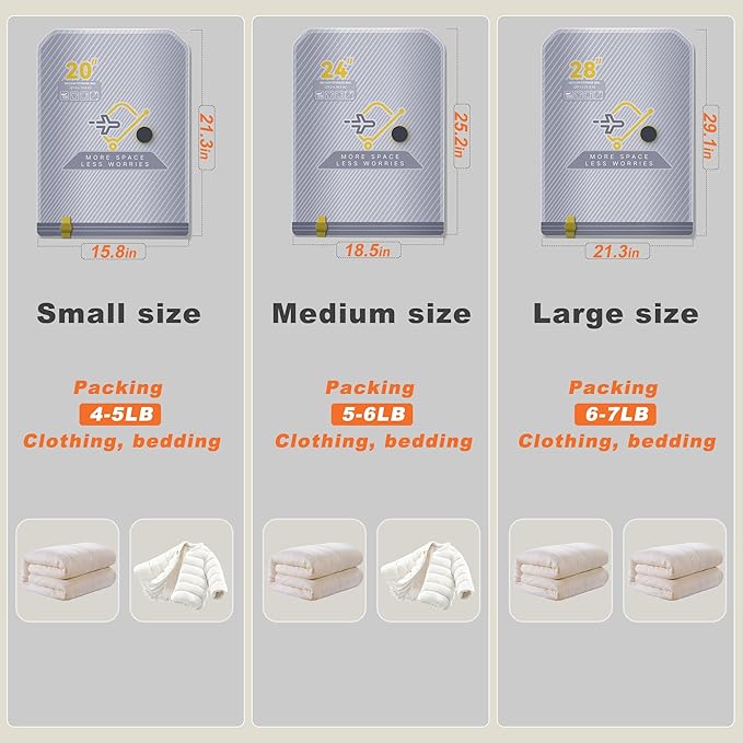 25-Pack Vacuum Bags for Travel with Wireless Rechargeable Pump, Carry-on Size Compression Packing Bags for Luggage & Suitcase, Space Saver for Clothes & Clothing, 25 Combo Travel Size, Fast 3S Vacuum