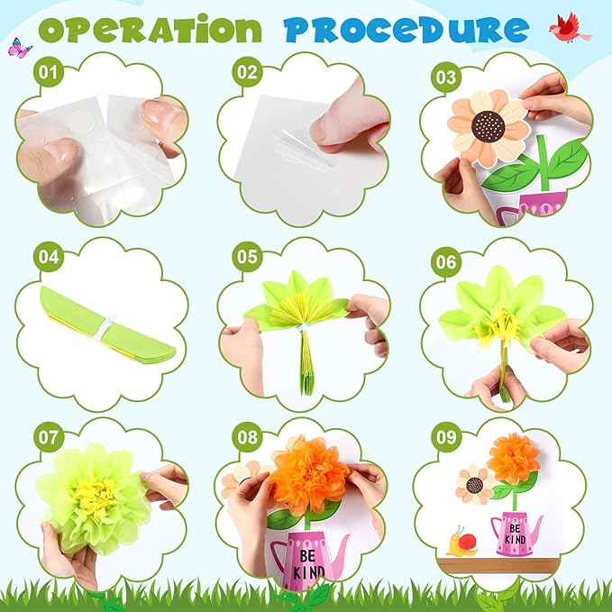 73 Pcs Spring Bulletin Board Decoration Set with 3D Paper Flower Never Stop Growing Classroom Decor Inspirational Bulletin Board Decoration for Spring Theme School Home Chalkboard Wall Decor