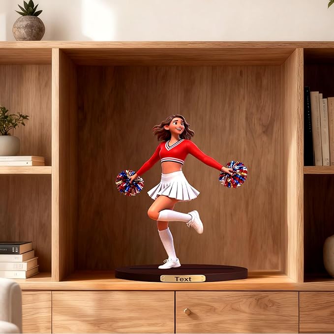 Personalized Cheerleading Team 3D Cartoon Photo Style Desktop Decoration,Cartoon Figurine From Cheerleader'S Photo,Office And Bedside Table Decoration For Fitness Dance Enthusiasts (Cheerleader cartoon)