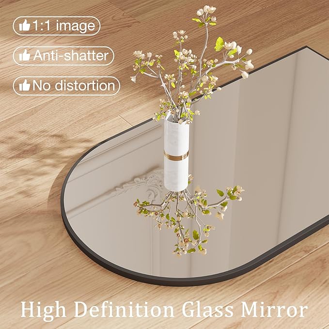 DUMOS Black Metal Arch Vanity Rounded Rectangle Bathroom Mirrors for Over Sink Wall, 24x37 Inch Large Matte Mirror, Modern Decorative for Restroom, Farmhouse
