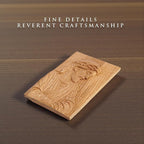 Hand-Carved Wooden Jesus Plaque – Christian Wall & Desk Decor with Stand, Natural Wood Relief Art, Catholic Religious Gift, Gift-Ready Box for Home Altar, Easter & Christmas