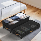 Under Bed Storage with Wheels 2-Pack, 75L XXL Under the Bed Storage Containers Large, 12" Tall Adjustable Storage for Underbed with Lids, Rolling for Shoes, Clothes, Blankets (Black)
