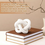 Yalikop 3 Link Wood Knot Decor Rustic Home Décor Accents Hand Carved Coffee Table Decoration, Boho Chain Link Decoration, Modern Shelf, Rustic Objects for Home Living Room Bedroom(White)