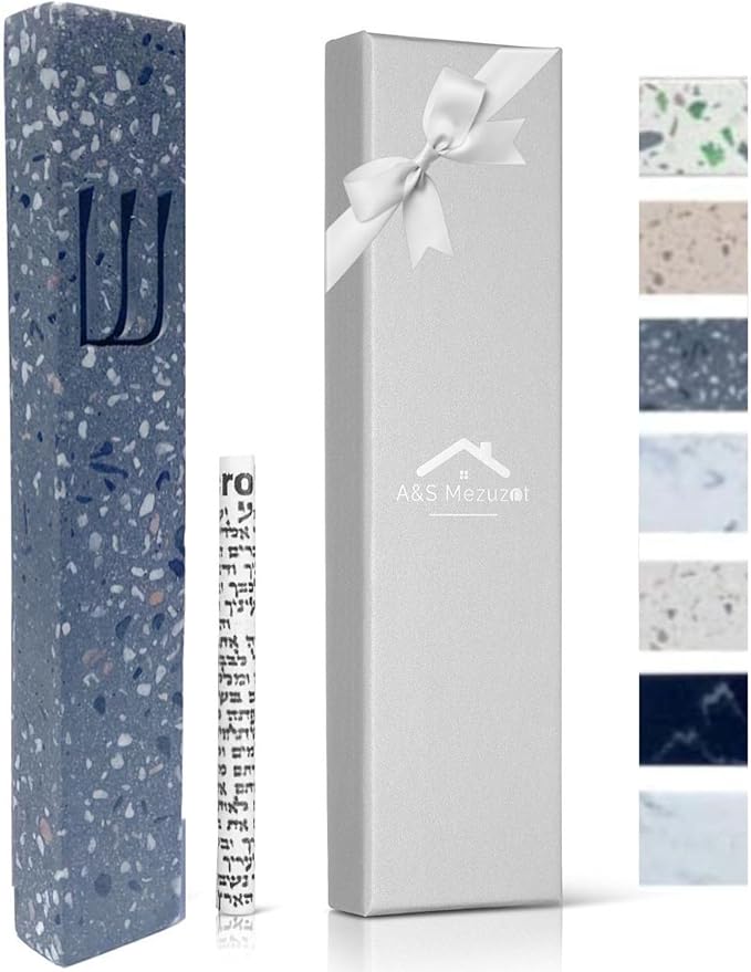 A&S Mezuzot A&S Modern Stone Mezuzah Case Design, Mezuza Cover for Scroll Protection, Easy Peel and Stick Houswarming Gift and Home Blessing