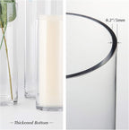 WGVI Quality Thick Weighted Clear Cylinder Glass Vases, 3" W x 12" H, Skinny Bud Vase Narrow Floral Bouquet Flower Arrangements Storage Container Candle Holders Decorative Accents, 6 Pieces
