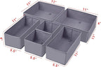 homyfort Dresser Drawer Organizer, Foldable Cloth Storage Box Closet Cube Basket Bins Containers Divider with Drawers for Underwear, Bras, Socks, Ties, Scarves, Set of 6, Grey