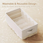 3 Pack Large Wardrobe Clothes Organizer and Storage, Fabric Sweater Organizer for Closet with Handles 5 Grids Foldable Drawer Dividers for Pants, Jeans, T-shirts, 20.8"×11.2"×7.5"
