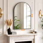 Bathroom Mirror for Wall, 36x24 Inch Arched Mirror, Matte Black Metal Framed Bathroom Vanity Mirror for Restroom Farmhouse, Anti-Rust, Tempered Glass, Hanging or Leaning