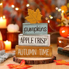 Lineshading 4 Pcs Fall Decoration for Home Wooden Maple Leaf Fall Tiered Tray Decor Thanksgiving Table Centerpiece Rustic Decorative Maple Leaf Block Signs Gift Farmhouse Autumn Decoration for Home