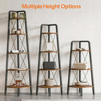 HOOBRO Corner Shelf, 4-Tier Corner Shelf Stand, 53.5" Tall Ladder Bookshelf, Industrial Corner Display Shelf Plant Stand for Living Room, Kitchen, Home Office, Rustic Brown BF144CJ01