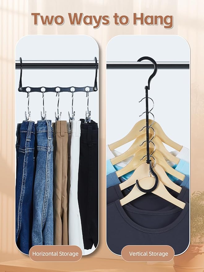HOUSE DAY Space Saving Hangers Black, 16 Pack, Smart Closet Organizer Space Saver, Sturdy Plastic Clothes Hangers for All Types of Clothes, Closet Organizers and Storage, College Dorm Room Essentials