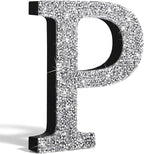 Qunclay 8'' Silver Crystal Diamond Bling Letters Crushed Diamond Decoration Wooden Glitter Letter with Screw and Hooks Rhinestone Gift for Wedding Y2k Mcbling Bedroom Wall Decor (Letter P)