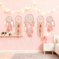 5 Pack Moon Phase Dreamcatcher Set Boho Wall Decor, Boho Macrame Wall Hanging Dream Catchers, for Home, Bedroom, Living Room, Witchy Gifts (Pink)