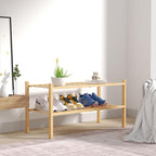 2 Tier Bamboo Shoe Rack for Closet Free Standing Wood Shoe Shelf for Entryway Small Space Stackable 27"x11"x13" (Natural)