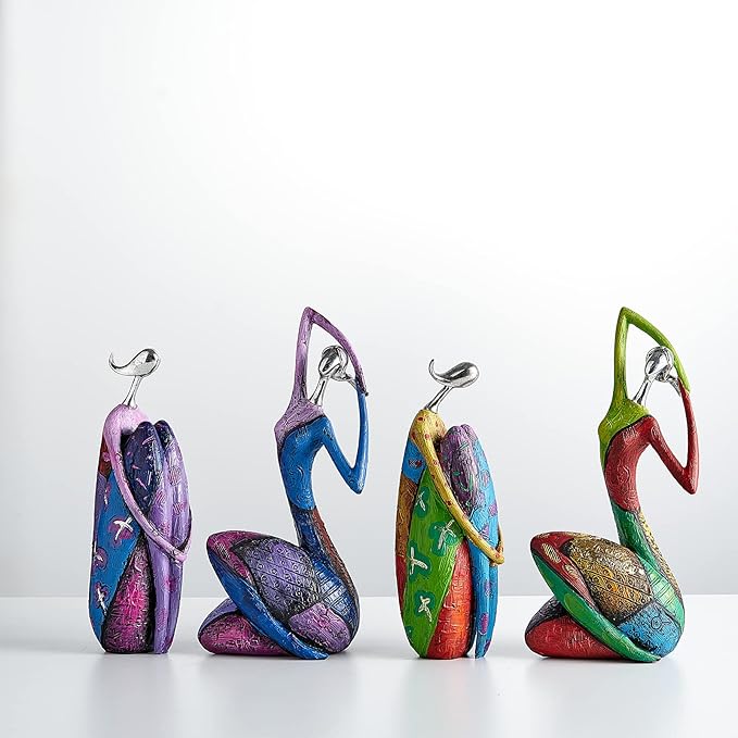 Octdays Art Female Sculpture Figurines, Abstract Woman Statue for Home Decor, Colorful Decorations for Living Room Shelf Office Cabinet Accents- A