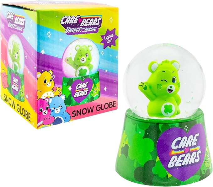 Care Bears Good Luck Bear Light-Up Mini Adult Snow Globe with Glitter Display | 2.5 Inches Tall