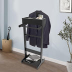 Wood Suit Rack Suit Stand for Man and Women Clothes Valet with Drawer Suit Valet Stands Men Valet Black Suit Valet for Entryway Office Living Room