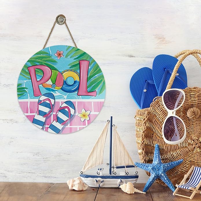 Summer Pool Flip Flops Front Door Sign