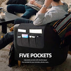 Teniux Remote Control Holder Non-Slip Couch Sofa Chair Armrest organizer with 5 Pockets Armchair Caddy For Smart Phone, Book, Magazines, Ipad (Widened-Black (19''))